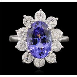 14KT White Gold 4.89ct Tanzanite and Diamond Ring