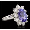 Image 2 : 14KT White Gold 4.89ct Tanzanite and Diamond Ring