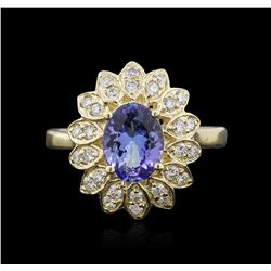 14KT Yellow Gold 1.50ct Tanzanite and Diamond Ring