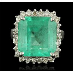 14KT White Gold 11.62ct Emerald and Diamond Ring