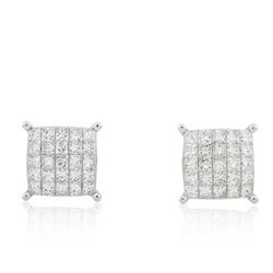 14KT White Gold 1.70ctw Diamond Earrings