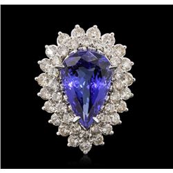 14KT White Gold GIA Certified 9.22ct Tanzanite and Diamond Ring