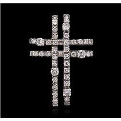 14KT White Gold 0.49ctw Diamond Cross Pendant