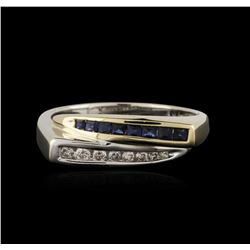 10KT Two-Tone Gold 0.20ctw Sapphire and Diamond Ring