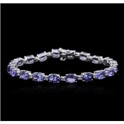 14KT White Gold 13.40ctw Tanzanite and Diamond Bracelet