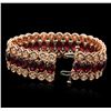 Image 3 : 14KT Rose Gold 44.70ctw Ruby and Diamond Bracelet