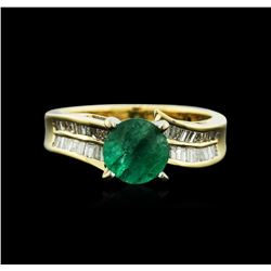 18KT Yellow Gold 1.32ct Emerald and Diamond Ring