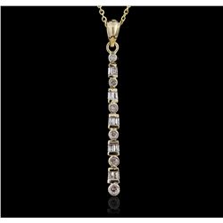 14KT Yellow Gold 0.30ctw Baguette Diamond Pendant With Chain