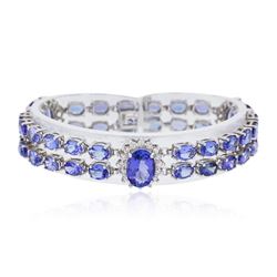 14KT White Gold 25.05ctw Tanzanite and Diamond Bracelet