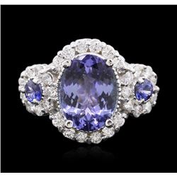 14KT White Gold 3.26ctw Tanzanite and Diamond Ring