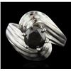 Image 1 : 14KT White Gold 1.44ct Black Diamond Ring