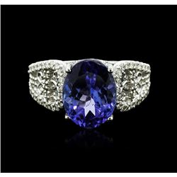 14KT White Gold 4.17ct Tanzanite and Diamond Ring