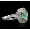 Image 2 : 14KT White Gold 1.24ct Emerald and Diamond Ring