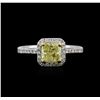 Image 1 : 18KT Two-Tone Gold GIA Certified 1.44ctw Fancy Yellow Diamond Ring