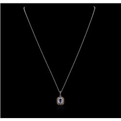 14KT White Gold 0.76ct Sapphire and Diamond Pendant With Chain