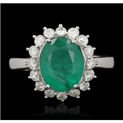 14KT White Gold 3.36ct Emerald and Diamond Ring