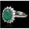 Image 2 : 14KT White Gold 3.36ct Emerald and Diamond Ring