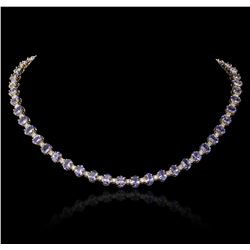 14KT Yellow Gold 38.71ctw Tanzanite and Diamond Necklace