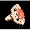 Image 3 : 14KT Rose Gold 3.17ct Coral and Diamond Ring