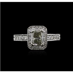 14KT White Gold 1.34ctw Fancy Green Diamond Ring