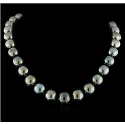 Tahitian Cultured Pearl Necklace with 14KT White Gold Diamond Clasp