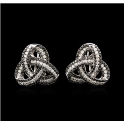 1.27ctw Black Diamond Earrings - 14KT White Gold