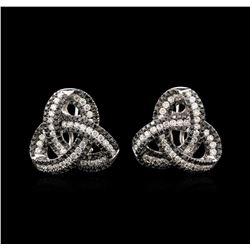 1.27ctw Black Diamond Earrings - 14KT White Gold