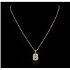 Image 2 : 14KT Rose Gold 0.91ct Emerald and Diamond Pendant With Chain