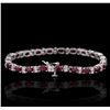 Image 2 : 14KT White Gold 7.35ctw Ruby and Diamond Bracelet