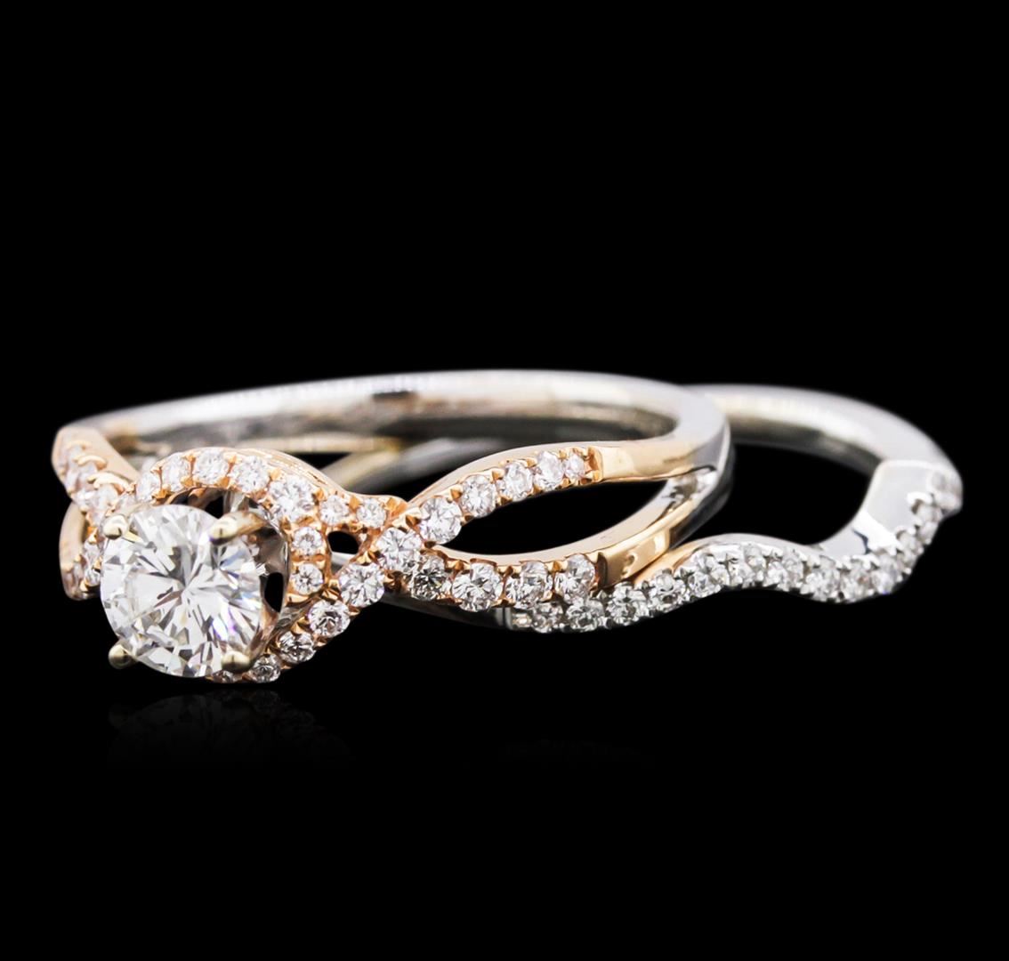 7.5mm two tone gold wedding ring un2578 1.06ctw Diamond Wedding Ring Set - 18KT Two-Tone Gold