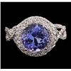 Image 1 : 14KT White Gold 3.51ct Tanzanite and Diamond Ring