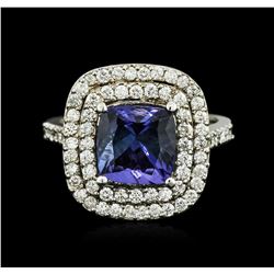 14KT White Gold 2.93ct Tanzanite and Diamond Ring