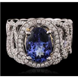 14KT Two-Tone Gold 3.27ct Tanzanite and Diamond Ring