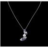 Image 1 : Pearl, Sapphire and Diamond Pendant With Chain - 18KT White Gold