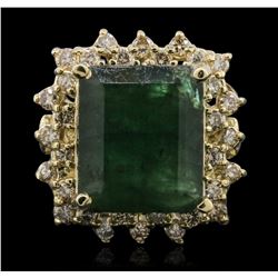 14KT Yellow Gold 10.80ct Emerald and Diamond Ring