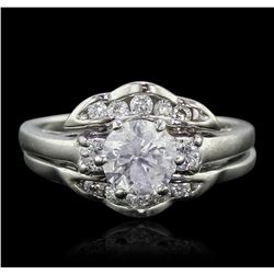 14KT White Gold 1.12ctw Diamond Ring and Guard