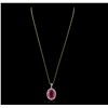 Image 2 : 14KT Yellow Gold 6.47ct Ruby and Diamond Pendant with Chain