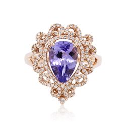 14KT Rose Gold 1.79ct Tanzanite and Diamond Ring