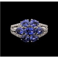 3.21ctw Sapphire and Diamond Ring - 18KT White Gold