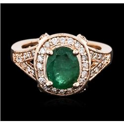 14KT Rose Gold 1.76ct Emerald and Diamond Ring