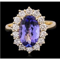 14KT Yellow Gold 2.67ct Tanzanite and Diamond Ring