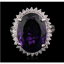 14KT White Gold 13.37ct Amethyst and Diamond Ring