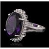 Image 2 : 14KT White Gold 13.37ct Amethyst and Diamond Ring
