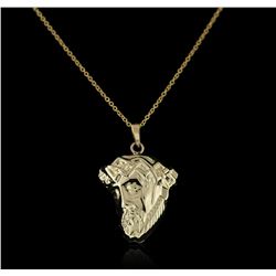 14KT Yellow Gold Jesus Pendant With Chain