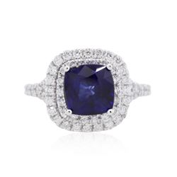 14KT White Gold 3.15ct Sapphire and Diamond Ring