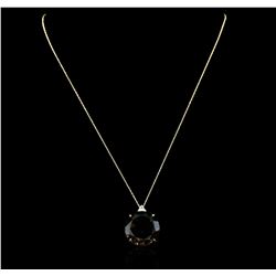 14KT Yellow Gold 26.18ct Smokey Topaz and Diamond Pendant With Chain