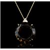 Image 2 : 14KT Yellow Gold 26.18ct Smokey Topaz and Diamond Pendant With Chain