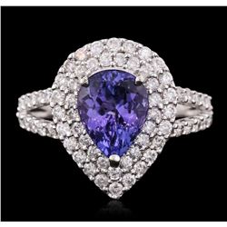 14KT White Gold 1.71ct Tanzanite and Diamond Ring