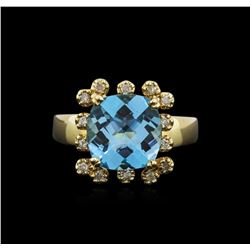 14KT Yellow Gold 4.63ct Topaz and Diamond Ring