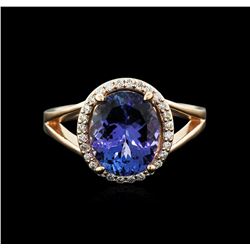 14KT Yellow Gold 4.24ct Tanzanite and Diamond Ring